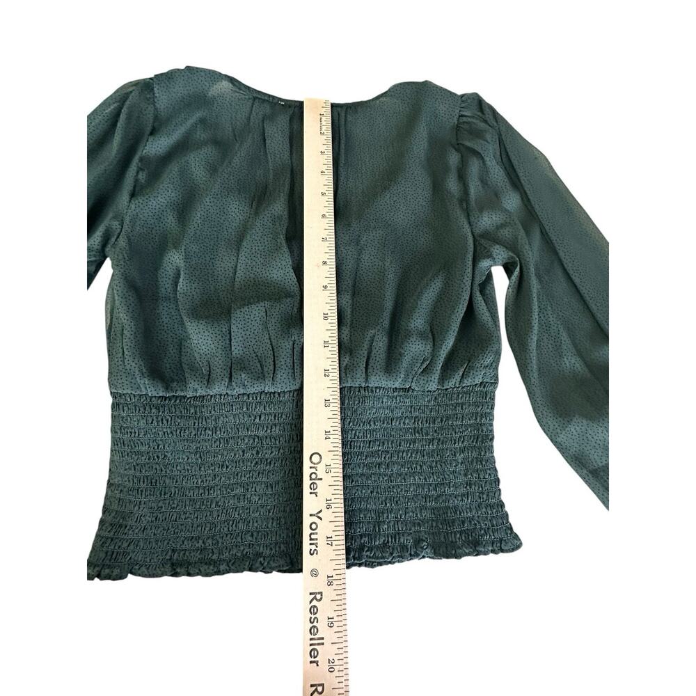 Abercrombie & Fitch Smocked Chiffon Women's Top-Size Small Balloon Sleeves Green - Picture 7 of 10